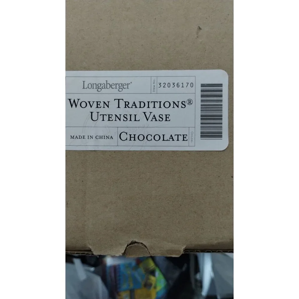 Longaberger Woven Traditions Utensil Vase Chocolate 32036170 Made In‎ China
